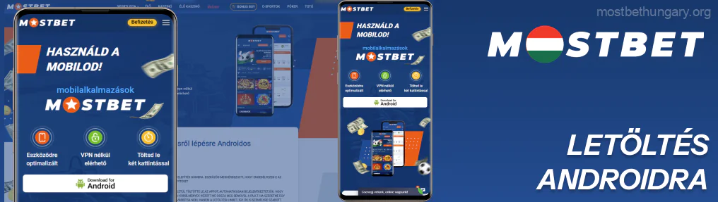 Miután az alkalmazás letöltési oldalára irányítottuk, kattintson a “Letöltés Androidra” gombra Mostbet
