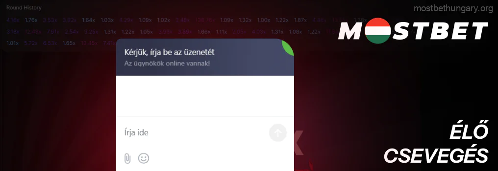 Élő csevegés Mostbet Aviator
