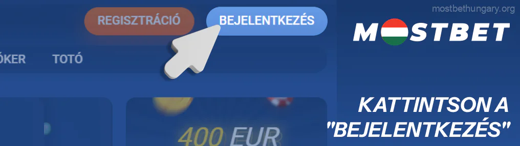 Nyomja meg a kék “Bejelentkezés” gombot a jobb felső sarokban Mostbet