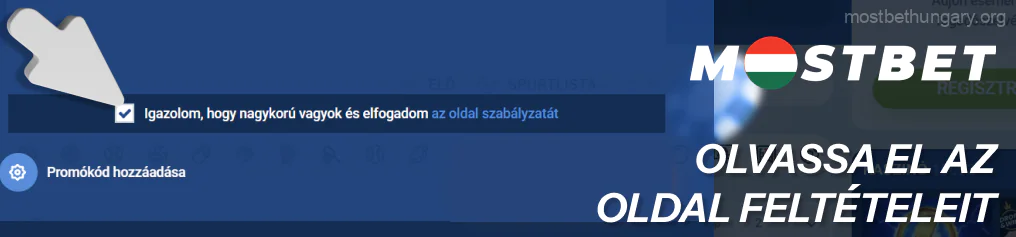 Olvassa el figyelmesen a weboldal általános szerződési feltételeit Mostbet