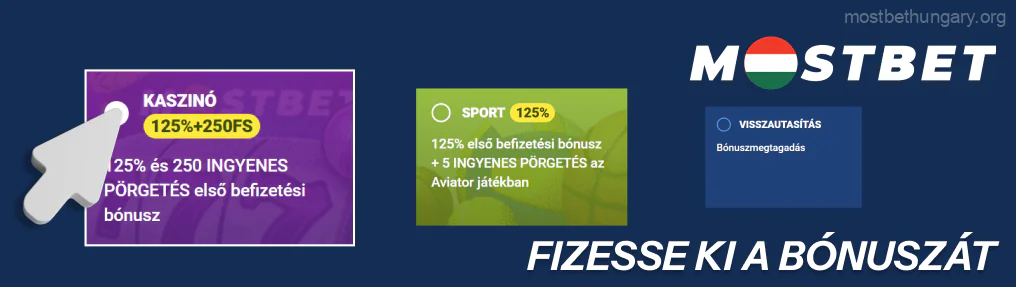 Válassza ki a bónuszát (sport, kaszinó vagy kihagyás) Mostbet